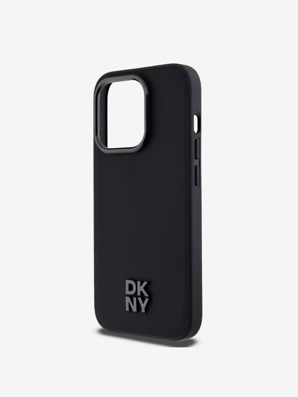 DKNY PU kožený zadný kryt s logom Magsafe pre iPhone 14 Pro Max Black DKNY