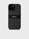 DKNY PU kožený zadný kryt Repeat Pattern Tonal Stripe pre iPhone 15 Black DKNY