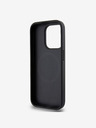DKNY PU kožený strieborný kovový zadný kryt s logom Magsafe pre iPhone 15 Pro Max Black DKNY