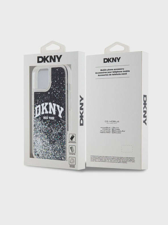 DKNY Liquid Glitter Arch Logo zadný kryt pre iPhone 11 čierny DKNY