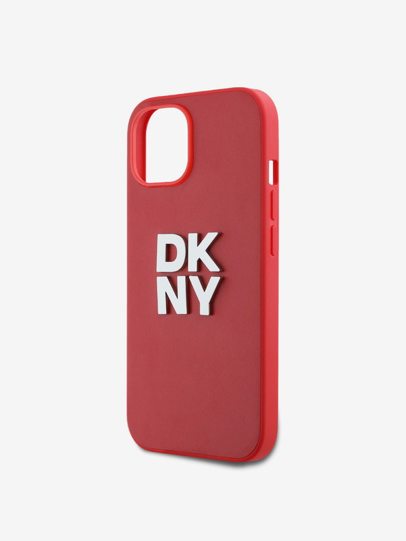 DKNY PU kožený zadný kryt s logom na zápästie pre iPhone 14 červený DKNY