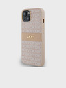 DKNY PU kožený zadný kryt s opakujúcim sa vzorom Tonal Stripe pre iPhone 14 Pink DKNY
