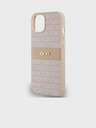 DKNY PU kožený zadný kryt s opakujúcim sa vzorom Tonal Stripe pre iPhone 14 Pink DKNY