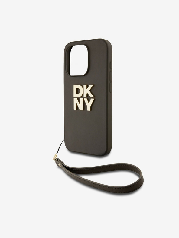 DKNY PU kožený zadný kryt na iPhone 14 Pro hnedý DKNY