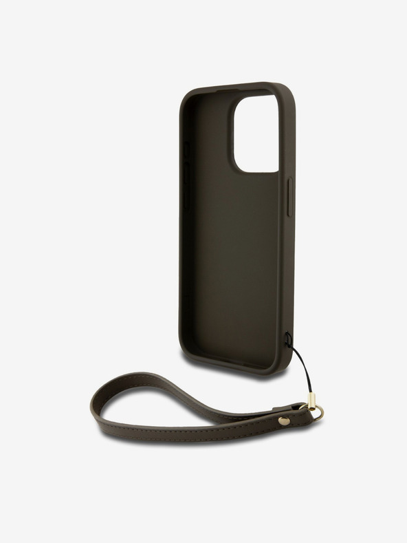 DKNY PU kožený zadný kryt na iPhone 14 Pro hnedý DKNY