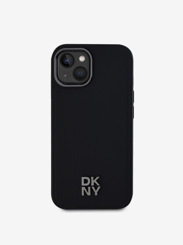DKNY Zadný kryt PU Leather Stack Logo Magsafe pre iPhone 15 Black DKNY