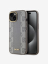 DKNY PU kožený károvaný zadný kryt Magsafe so vzorom pre iPhone 15 béžový DKNY