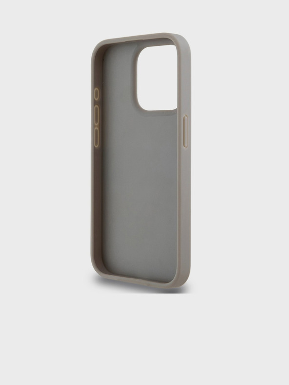DKNY PU kožený zadný kryt s opakujúcim sa vzorom Tonal Stripe pre iPhone 14 Pro Beige DKNY