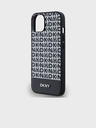 DKNY PU kožený zadný kryt Repeat Pattern Bottom Stripe MagSafe pre iPhone 13 Black DKNY