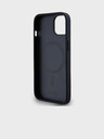 DKNY PU kožený zadný kryt Repeat Pattern Bottom Stripe MagSafe pre iPhone 13 Black DKNY