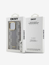 DKNY PU kožený károvaný zadný kryt Magsafe so vzorom pre iPhone 15 Pro béžový DKNY