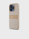 DKNY PU kožený zadný kryt s opakujúcim sa vzorom Tonal Stripe pre iPhone 14 Pro Pink DKNY