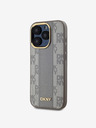 DKNY PU kožený károvaný zadný kryt Magsafe so vzorom pre iPhone 15 Pro Max béžový DKNY