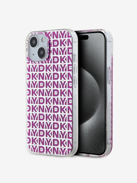 DKNY PC/TPU zadný kryt s opakovaným vzorom pre iPhone 15 ružový DKNY