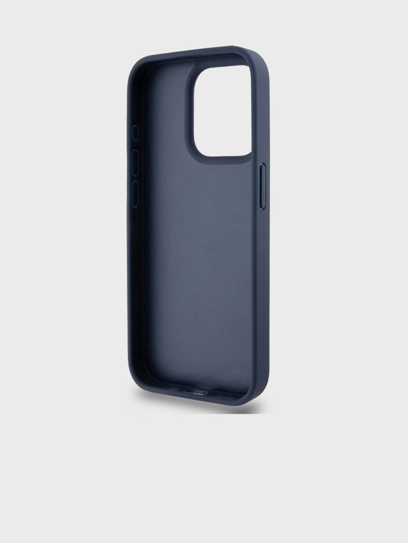 DKNY PU kožený zadný kryt s opakujúcim sa vzorom Tonal Stripe pre iPhone 14 Pro Blue DKNY