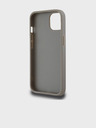DKNY PU kožený károvaný vzor a pruhovaný zadný kryt pre iPhone 13 béžový DKNY