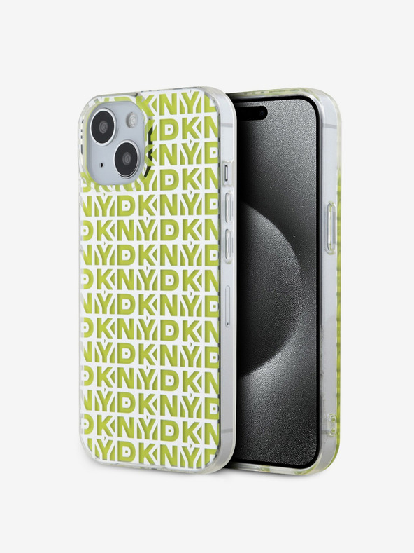 DKNY Zadný kryt z PC/TPU s opakovaným vzorom pre iPhone 15 žltý DKNY
