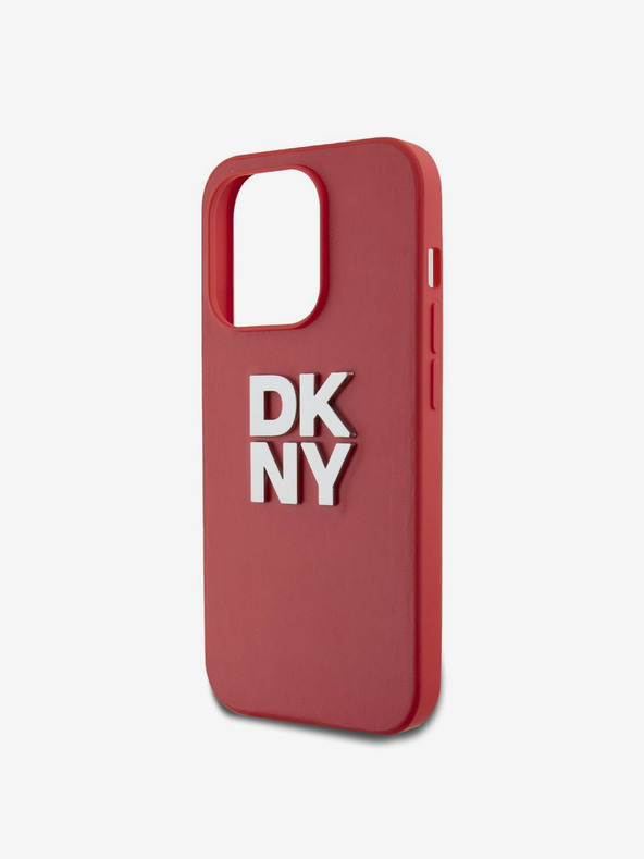 DKNY PU kožený zadný kryt s logom na zápästie pre iPhone 14 Pro Red DKNY