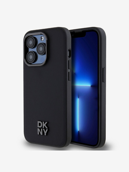 DKNY PU kožený zadný kryt s logom Magsafe pre iPhone 14 Pro čierny DKNY