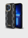 DKNY PU kožený károvaný vzor Magsafe zadný kryt pre iPhone 15 Pro čierny DKNY