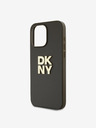 DKNY PU kožený zadný kryt s logom na zápästie pre iPhone 14 Pro Max Brown DKNY