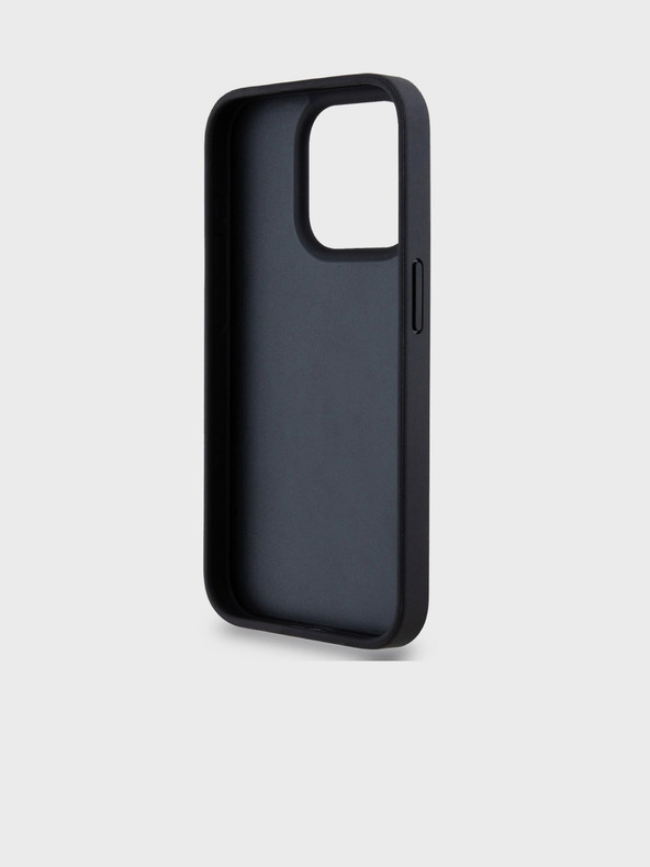 DKNY PU kožený zadný kryt s opakujúcim sa vzorom Tonal Stripe pre iPhone 14 Pro Black DKNY