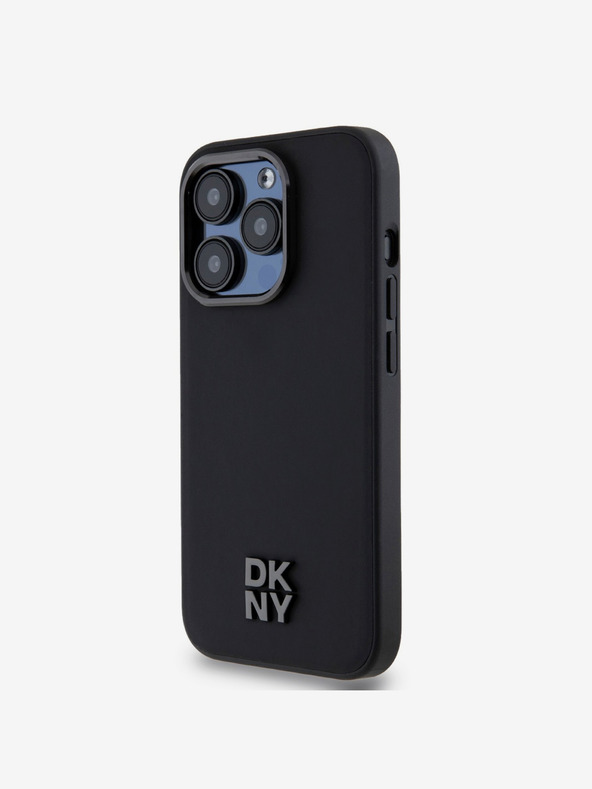 DKNY PU Leather Stack Logo Magsafe zadný kryt pre iPhone 15 Pro Max Black DKNY