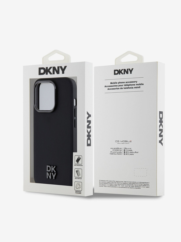 DKNY PU Leather Stack Logo Magsafe zadný kryt pre iPhone 15 Pro Max Black DKNY