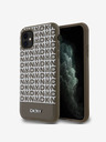 DKNY PU kožený zadný kryt MagSafe s opakovaným vzorom spodného pruhu pre iPhone 11 hnedý DKNY