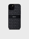 DKNY PU kožený zadný kryt Repeat Pattern Tonal Stripe pre iPhone 15 Plus Black DKNY