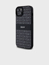 DKNY PU kožený zadný kryt Repeat Pattern Tonal Stripe pre iPhone 15 Plus Black DKNY