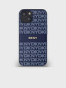 DKNY PU kožený zadný kryt s opakujúcim sa vzorom Tonal Stripe pre iPhone 14 Blue DKNY