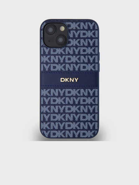 DKNY PU kožený zadný kryt s opakujúcim sa vzorom Tonal Stripe pre iPhone 14 Blue DKNY