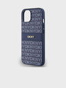DKNY PU kožený zadný kryt s opakujúcim sa vzorom Tonal Stripe pre iPhone 14 Blue DKNY