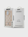 DKNY PU kožený zadný kryt so šachovnicovým vzorom a pruhmi pre iPhone 14 Pro Pink DKNY