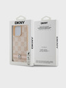 DKNY PU kožený zadný kryt so šachovnicovým vzorom a pruhmi pre iPhone 14 Pro Max Pink DKNY