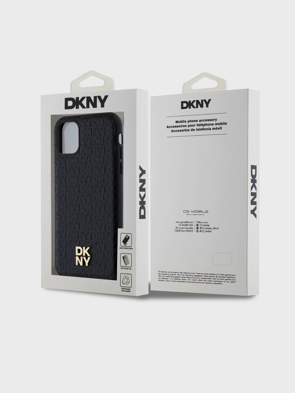 DKNY PU kožený zadný kryt s opakujúcim sa vzorom a logom Magsafe pre iPhone 11 Black DKNY