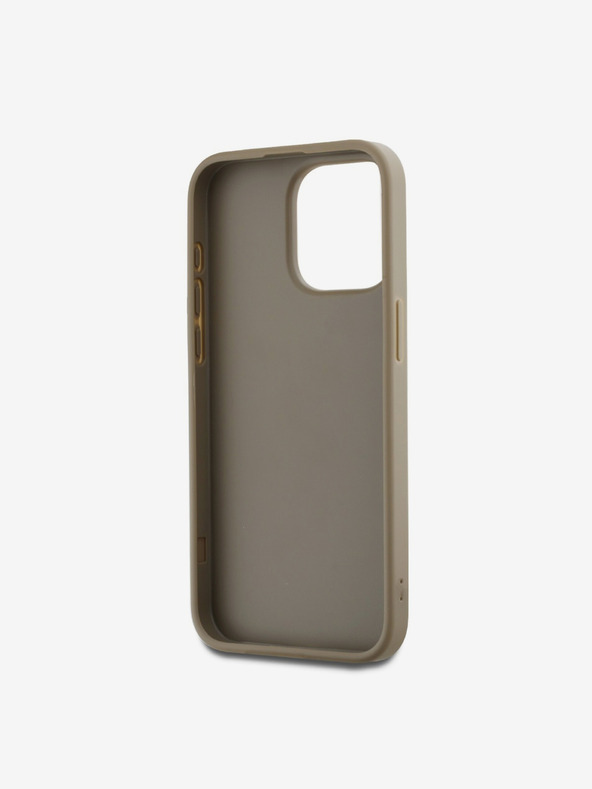 DKNY PU kožený zadný kryt s logom na zápästie pre iPhone 14 Pro Max Beige DKNY