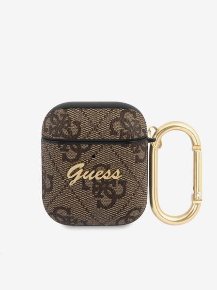 Guess Puzdro Guess 4G Script PC/PU pre Airpods 1/2 hnedé
