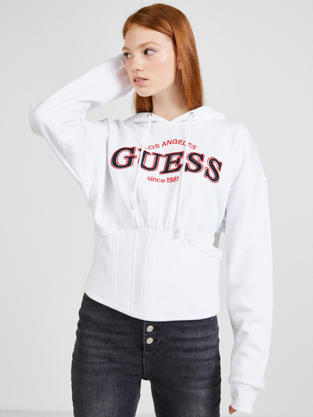 Guess Biela dámska mikina s kapucňou Guess