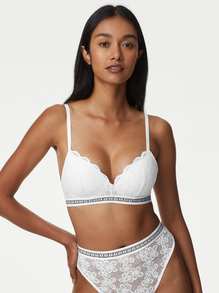 Marks & Spencer Biela dámska push-up podprsenka s čipkou Marks & Spencer Cleo