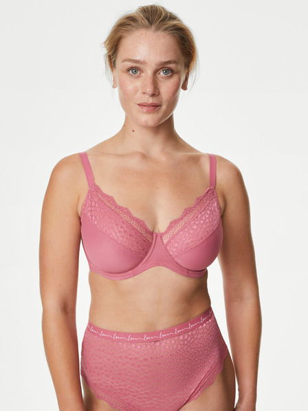Marks & Spencer Marks & Spencer sada troch dámskych zmenšujúcich sa čipkovaných podprseniek v ružovej, sivej a fialovej farbe