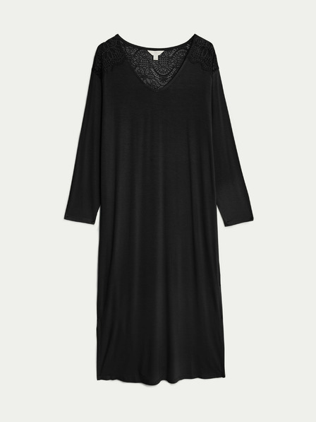 Marks & Spencer Nočná košeľa Marks & Spencer Body Soft™ s čipkovaným lemovaním čierna