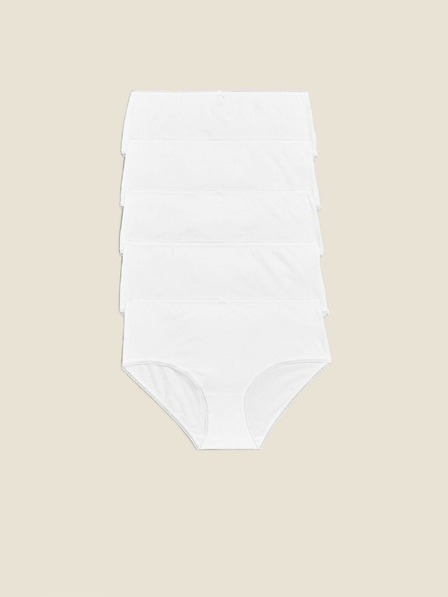 Marks & Spencer Bavlnené midi nohavičky s Lycrou®, 5 balení Marks & Spencer biele
