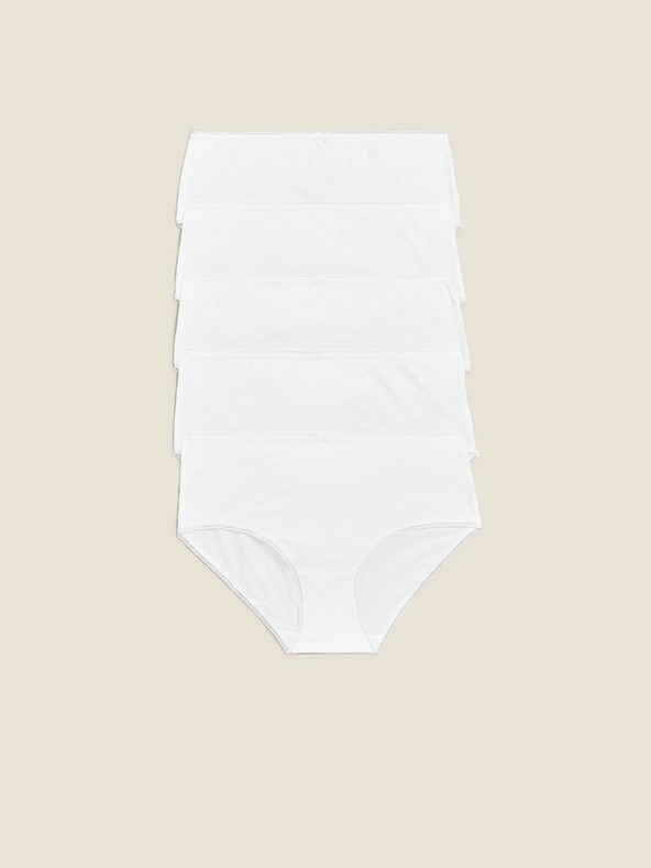 Marks & Spencer Bavlnené midi nohavičky s Lycrou®, 5 balení Marks & Spencer biele