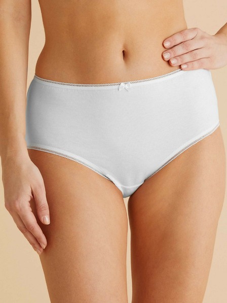 Marks & Spencer Bavlnené midi nohavičky s Lycrou®, 5 balení Marks & Spencer biele