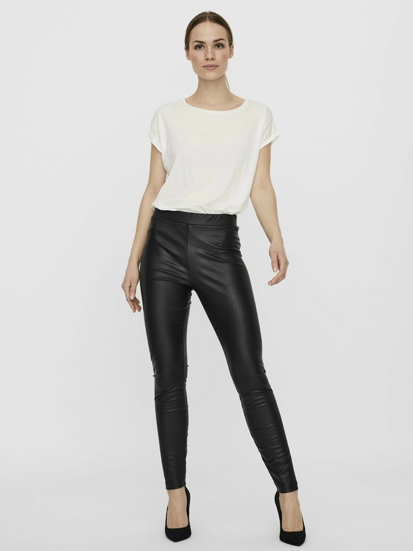 Vero Moda Čierne dámske kožené legíny skinny fit VERO MODA Gaya