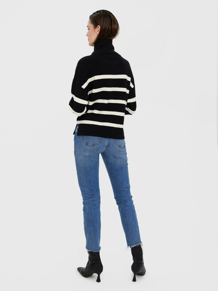 Vero Moda Krémovo-čierny pruhovaný sveter VERO MODA Saba