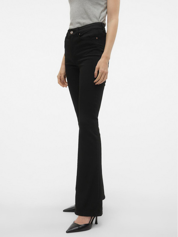 Vero Moda Čierne dámske džínsy rozšíreného strihu Vero Moda Flash