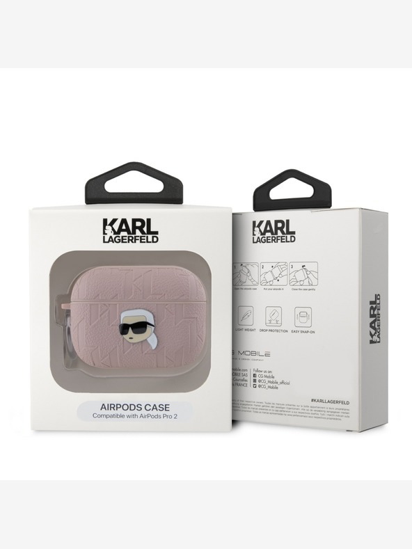 Karl Lagerfeld Karl Lagerfeld PU Embossed Karl Head Case pre AirPods Pro 2 Pink